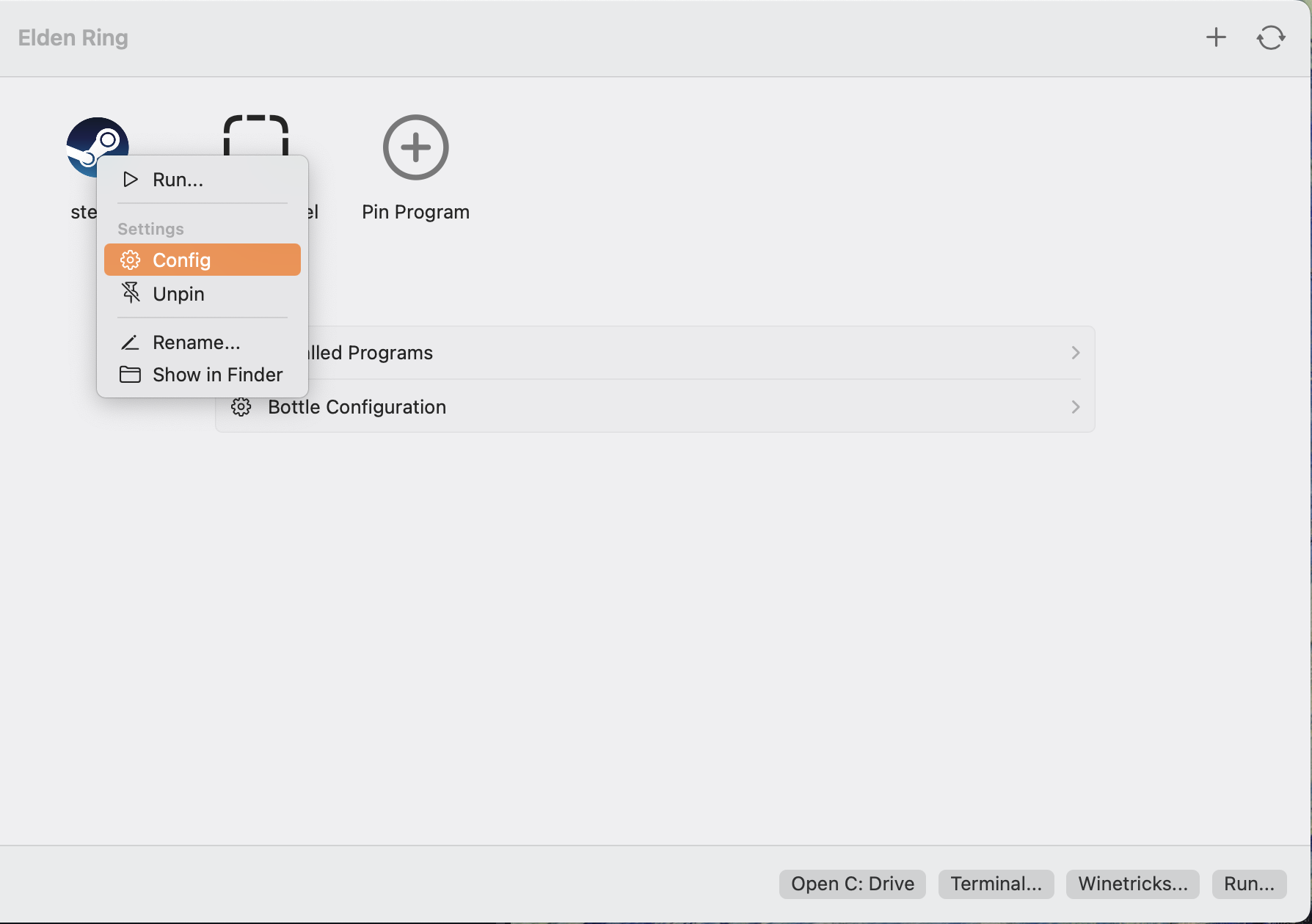 The Config Dropdown